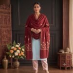 Handcrafted Kashmiri Tilla Embroidered Semi-Pashmina Stole