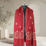 Handcrafted Kashmiri Tilla Embroidered Semi-Pashmina Stole - Image 2