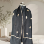 Handcrafted Kashmiri Tilla Embroidered Semi-Pashmina Stole - Image 3