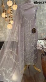 Crush tissue kurta & dupatta with work