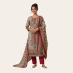 Muslin Digitally Printed & Zari Embroidered
