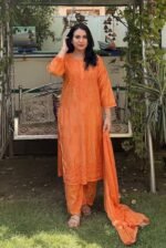 Heavy Work Chanderi Plazo Set