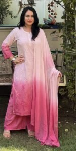Chikankari Work Chanderi Plazo Set