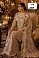 Pure chinon silk top with beautiful heavy gota work