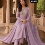 Pure chinon silk long Anarkali