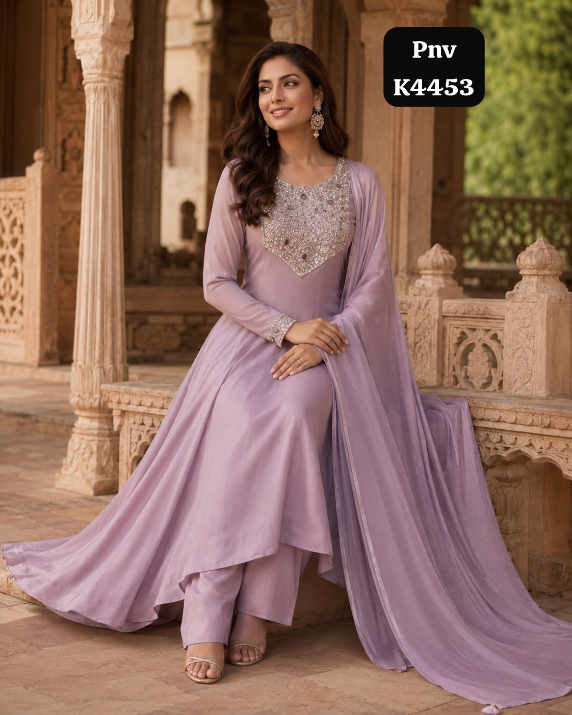pure chinon silk long Anarkali top1 Pure chinon silk long Anarkali - Image 1