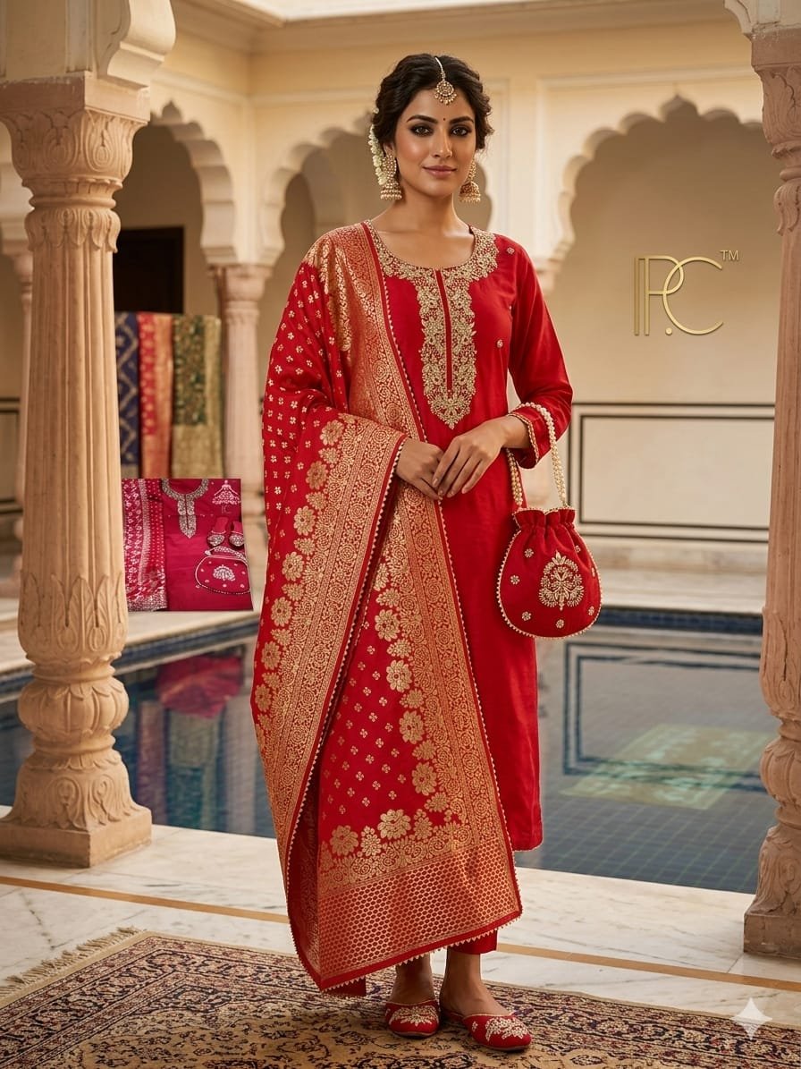 Embroidered Chanderi Shirt with Zardozi Embroidered Chanderi Shirt with Zardozi - Image 1