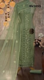 Georgette embroidered Luckhnavi kurta - Image 4