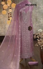 Georgette embroidered Luckhnavi kurta - Image 3