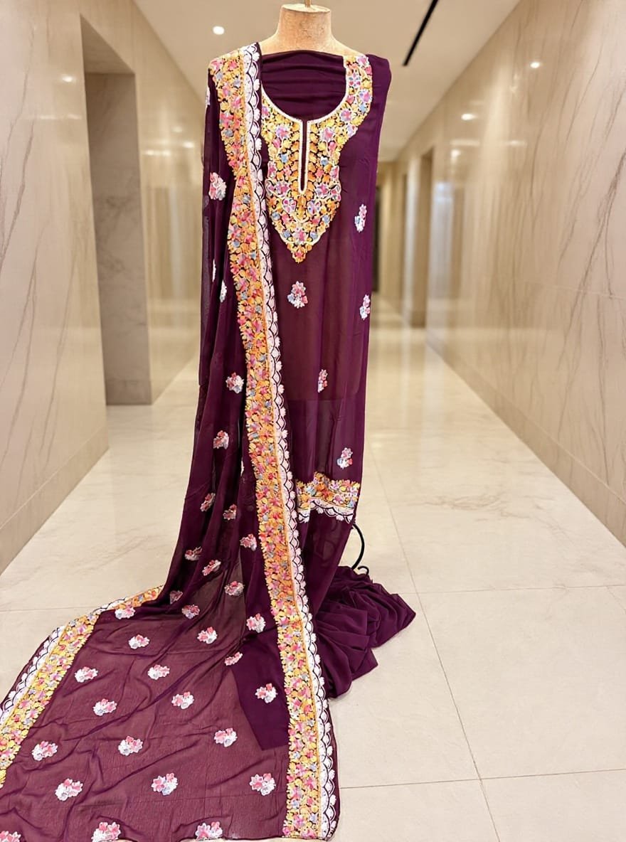 Gorget three pice2 Kashmiri georgette suit - Image 1
