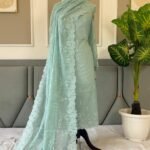 Mal chanderi flower design embroidery Cutwork