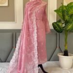 Mal chanderi flower design embroidery Cutwork