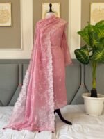 Mal chanderi flower design embroidery Cutwork - Image 5