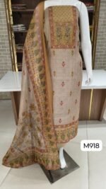 Pure tasar silk suits with Beautiful neck work