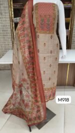 Pure tasar silk suits with Beautiful neck work