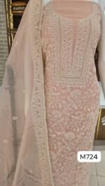 Soft mul chanderi suits with beautiful full front lucknowi style - Image 3