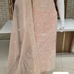 Soft mul chanderi suits with beautiful full front lucknowi style