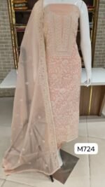 Soft mul chanderi suits with beautiful full front lucknowi style