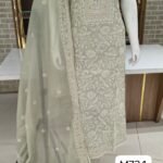 Soft mul chanderi suits with beautiful full front lucknowi style