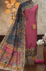 Tussar silk kurta with Kalamkari border
