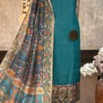 Tussar silk kurta with Kalamkari border