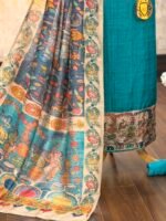 Tussar silk kurta with Kalamkari border - Image 2