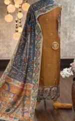 Tussar silk kurta with Kalamkari border