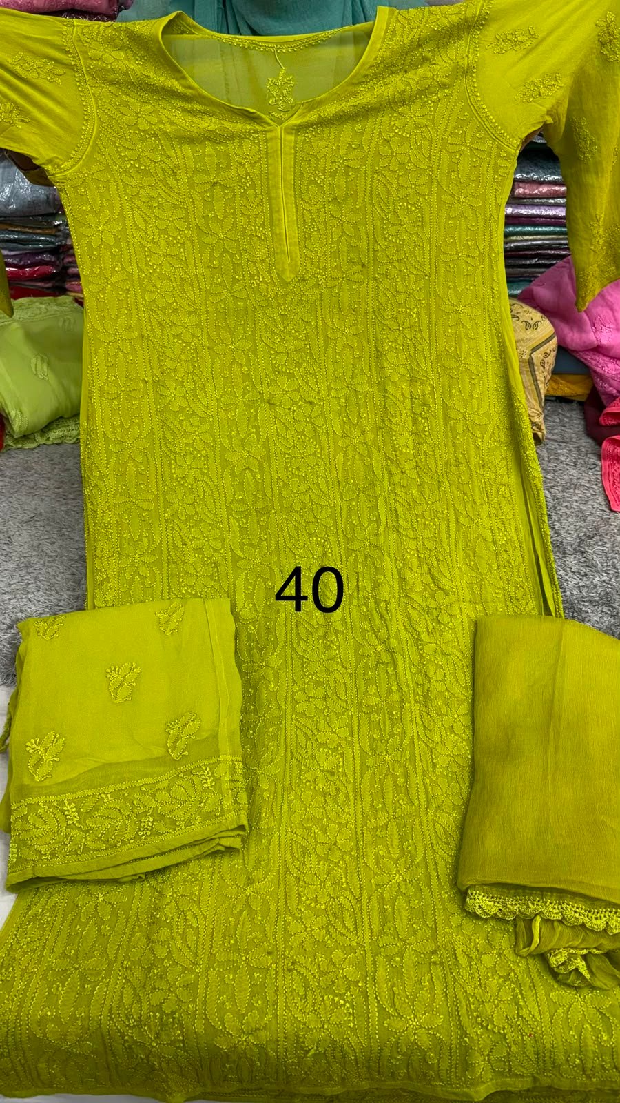 Viscose georgette kurta and palazzo set 3 Viscose georgette kurta and palazzo set - Image 1