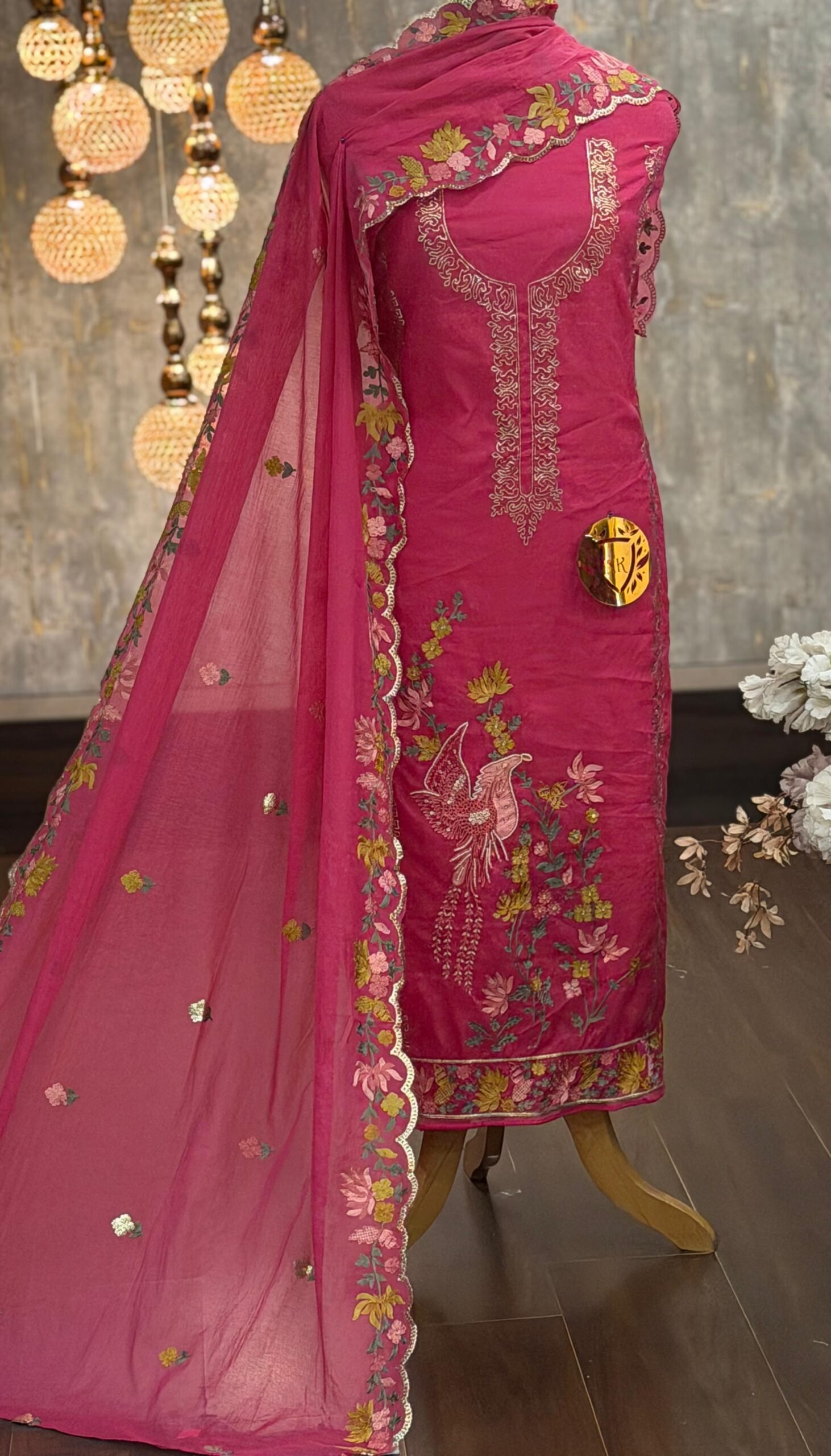 chanderi embroidered kurta2 Mal chanderi embroidered kurta - Image 1