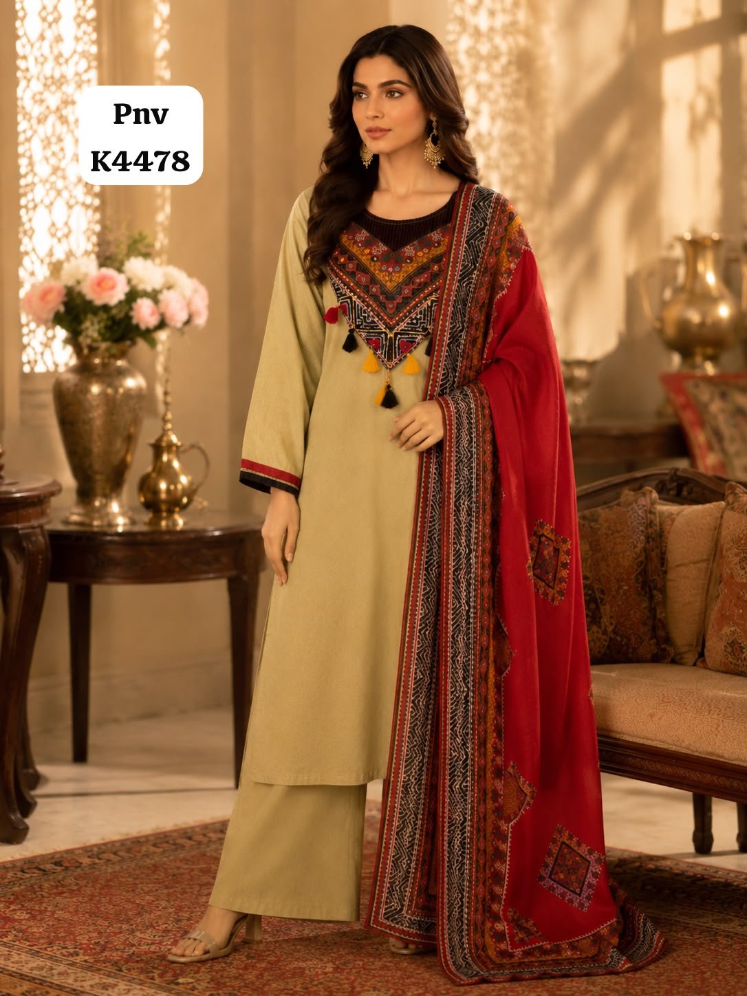 pure cotton top with beautiful embroidery work Cotton top with pant and dupatta - Image 1