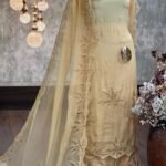 Chinon kurta & dupatta with Applique work