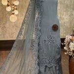 Chinon kurta & dupatta with Applique work