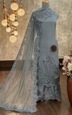 Chinon kurta & dupatta with Applique work