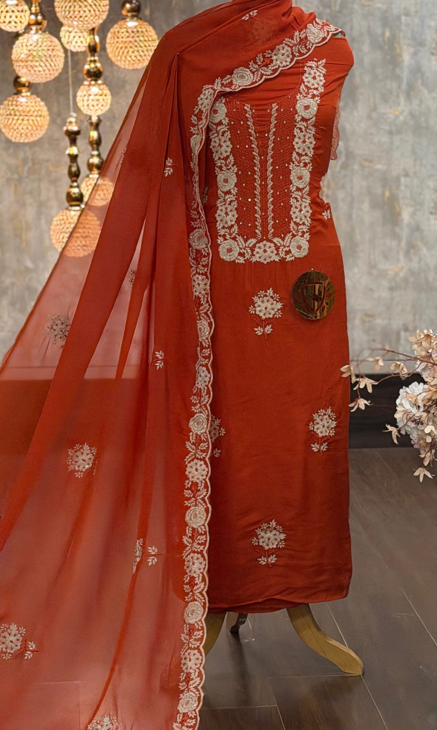 Embroidered Kora silk kurta Embroidered Kora silk kurta suit - Image 1