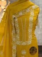 Embroidered Kora silk kurta suit - Image 2