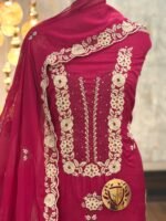 Embroidered Kora silk kurta suit - Image 2