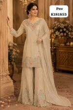 Pure chinon silk designer top and sharara - Image 2
