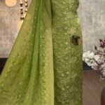 Pure viscose satin organza kurta & dupatta