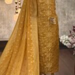 Pure viscose satin organza kurta & dupatta