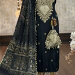 Russian silk embroidered kurta dupatta