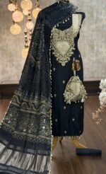 Russian silk embroidered kurta dupatta - Image 3