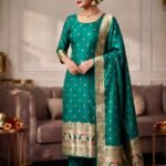 Banarasi Silk golden and silver suit