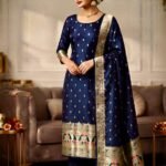 Banarasi silk golden and silver suit