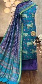 Silk kurta with pichwai print - Image 3