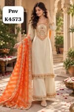 Pure silk suit with heavy handwork