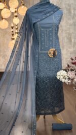 Mal chanderi embroidered kurta & dupatta - Image 3