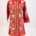 Kashmiri long silk aari coat