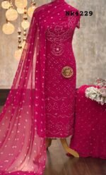 Crepe bandhni dyed kurta with handwork