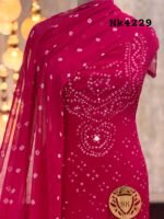 Crepe bandhni dyed kurta with handwork - Image 2