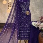 Crepe bandhni dyed kurta with handwork